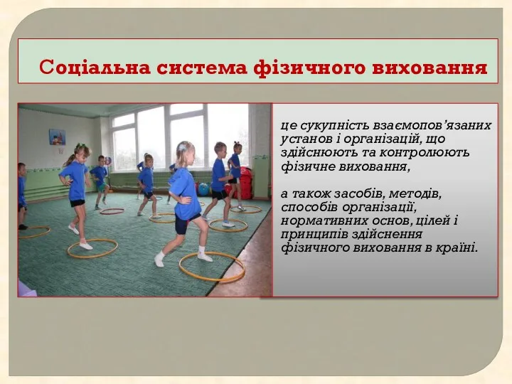 Соціальна система фізичного виховання це сукупність взаємопов’язаних установ і організацій,