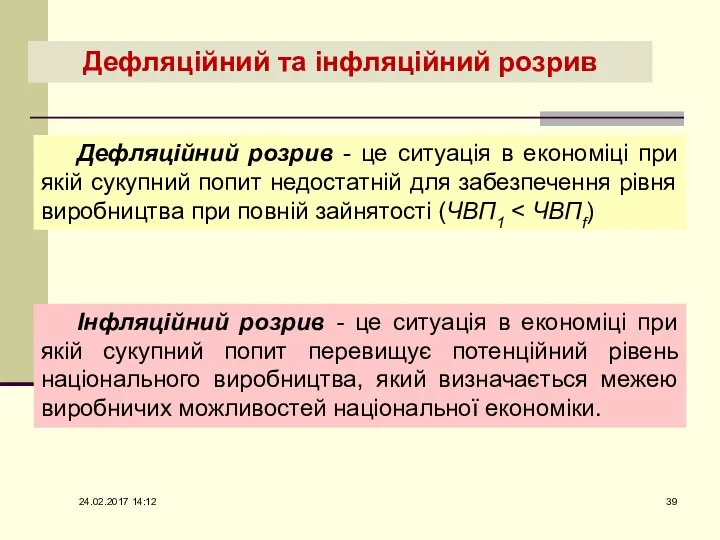 Дефляційний розрив - це ситуація в економіці при якій сукупний