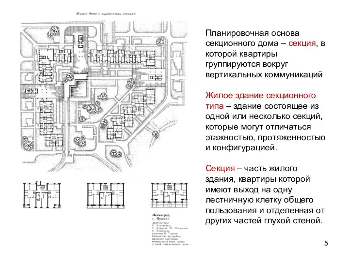 Планировочная основа секционного дома – секция, в которой квартиры группируются