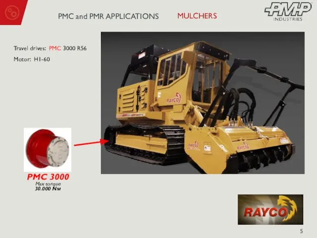 PMC 3000 Max torque 30.000 Nм Travel drives: PMC 3000 R56 Motor: H1-60 MULCHERS