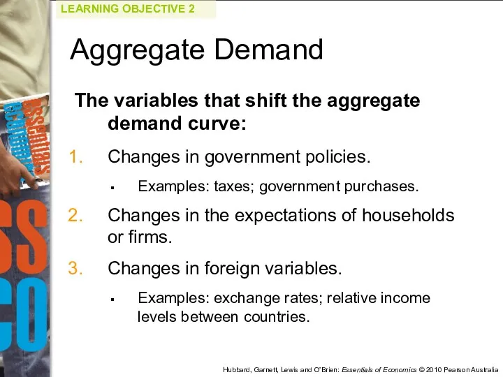 The variables that shift the aggregate demand curve: Changes in