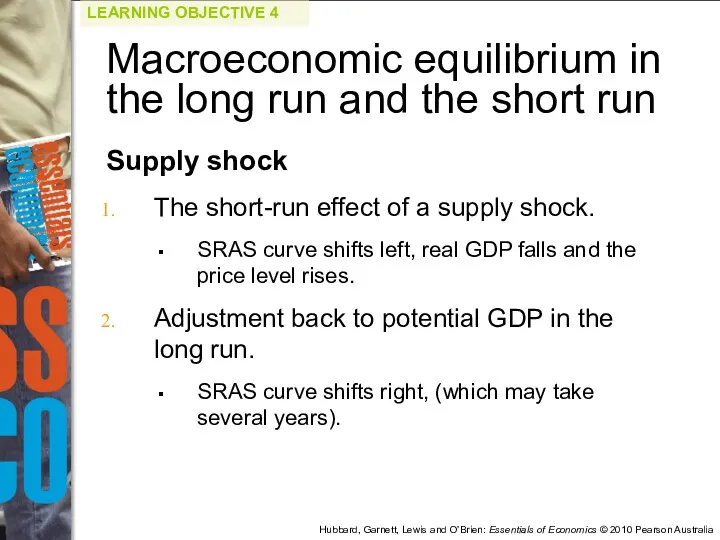 Supply shock The short-run effect of a supply shock. SRAS