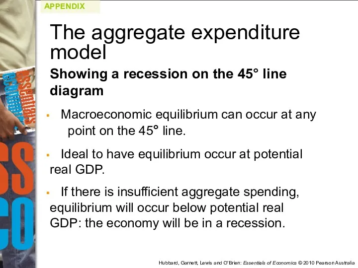 Showing a recession on the 45° line diagram Macroeconomic equilibrium