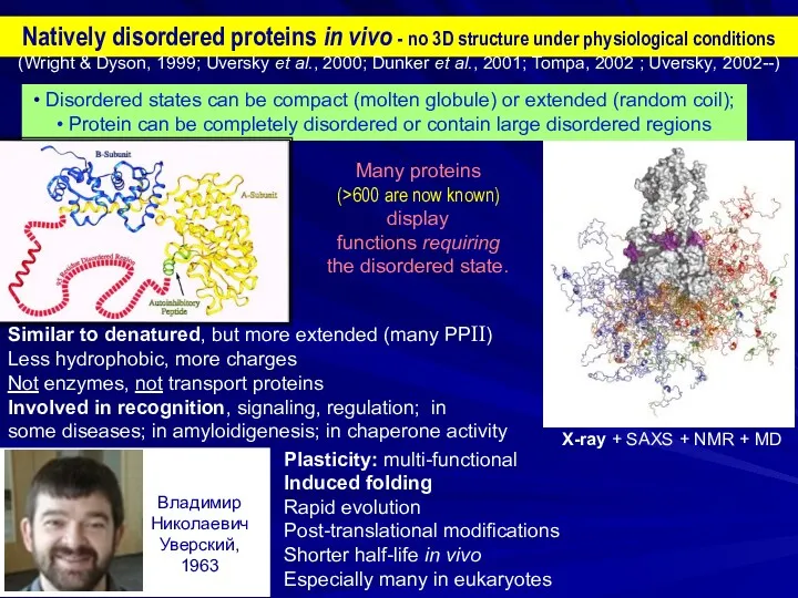 Natively disordered proteins in vivo - no 3D structure under