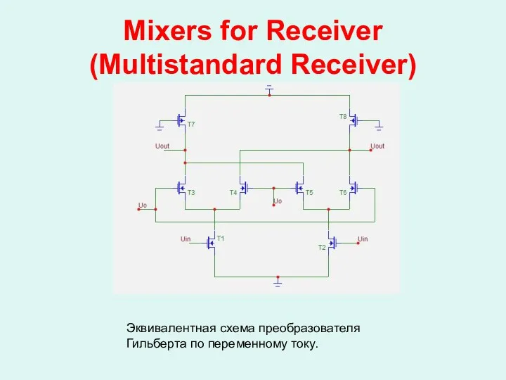Mixers for Receiver (Multistandard Receiver) Эквивалентная схема преобразователя Гильберта по переменному току.