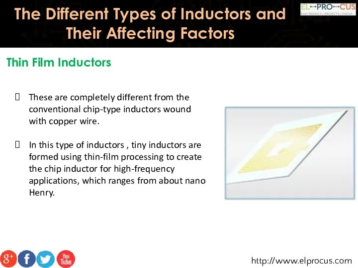 http://www.elprocus.com/ The Different Types of Inductors and Their Affecting Factors