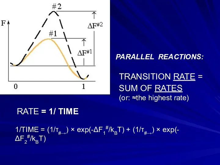 TRANSITION RATE = SUM OF RATES (or: ≈the highest rate) 1/TIME = (1/τ#→)