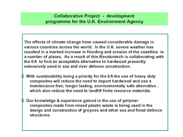 Collaborative Project - development programme for the U.K. Environment Agency