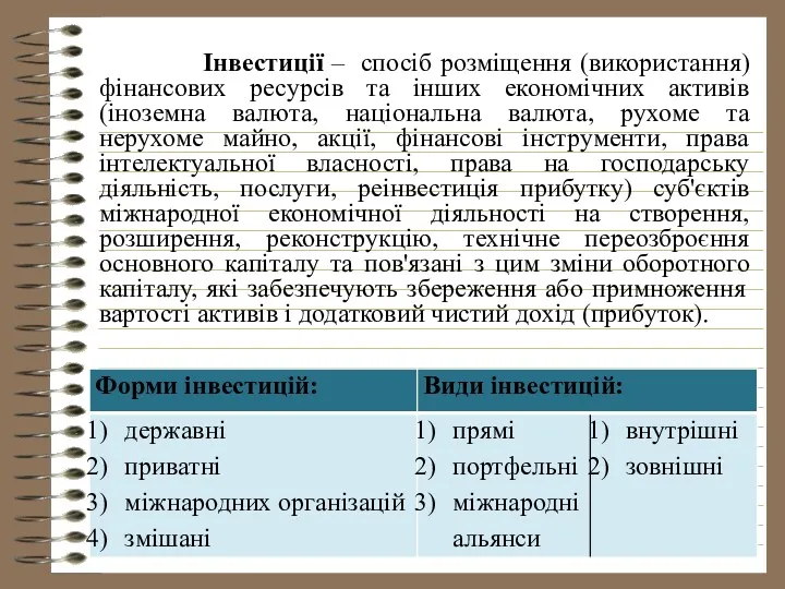 Інвестиції – спосіб розміщення (використання) фінансових ресурсів та інших економічних