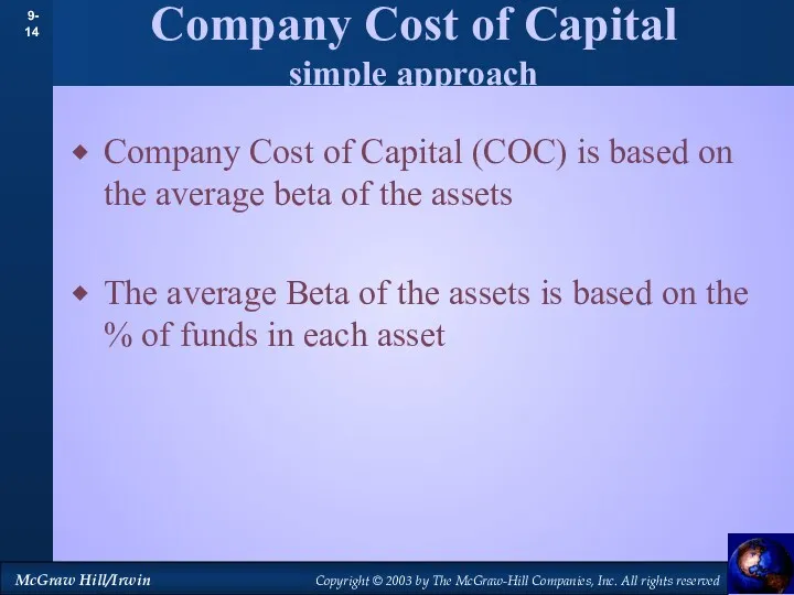 Company Cost of Capital simple approach Company Cost of Capital