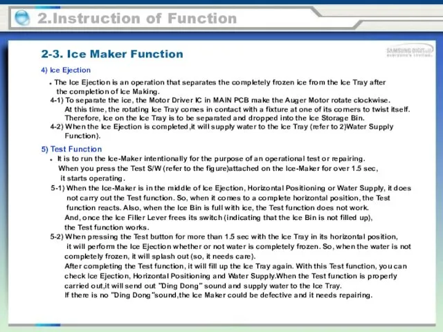 2.Instruction of Function 4) Ice Ejection ● The Ice Ejection