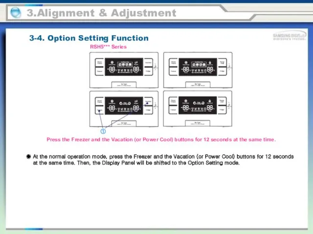 3.Alignment & Adjustment 3-4. Option Setting Function Press the Freezer