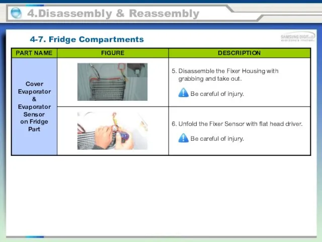 4.Disassembly & Reassembly 4-7. Fridge Compartments