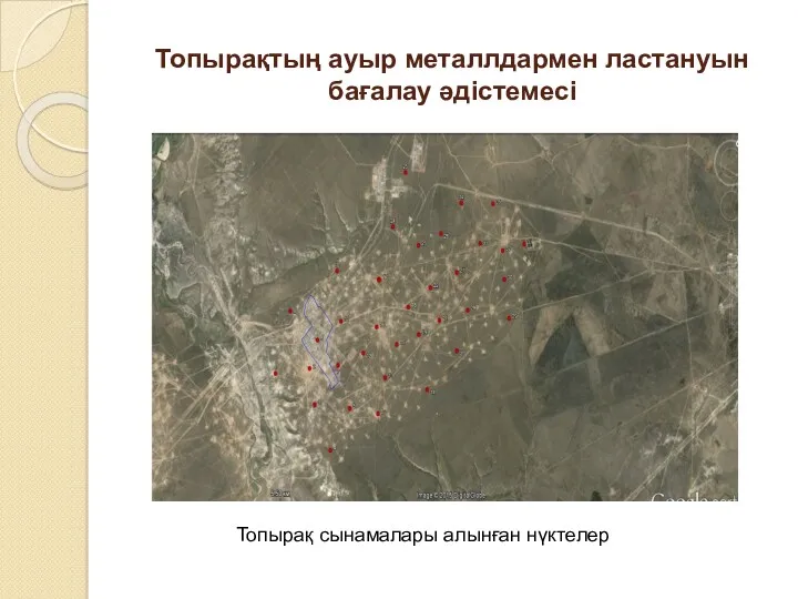 Топырақтың ауыр металлдармен ластануын бағалау әдістемесі Топырақ сынамалары алынған нүктелер