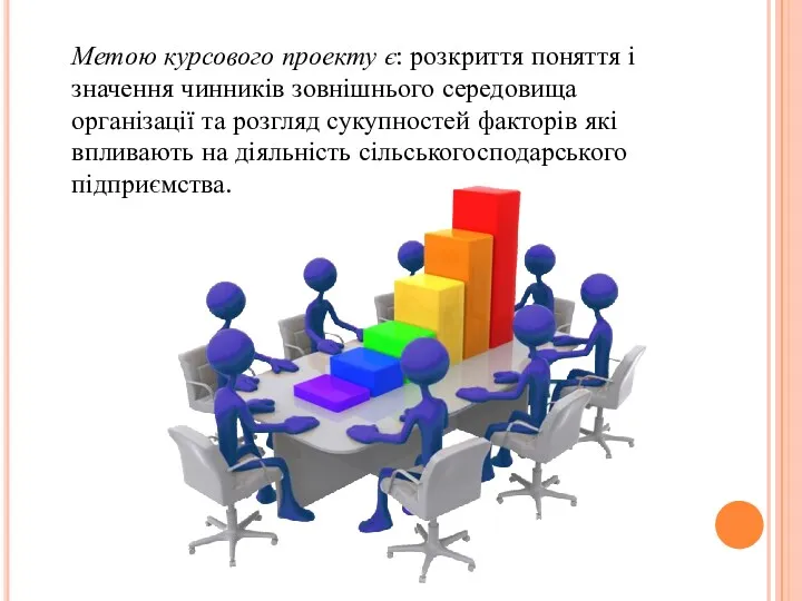 Метою курсового проекту є: розкриття поняття і значення чинників зовнішнього