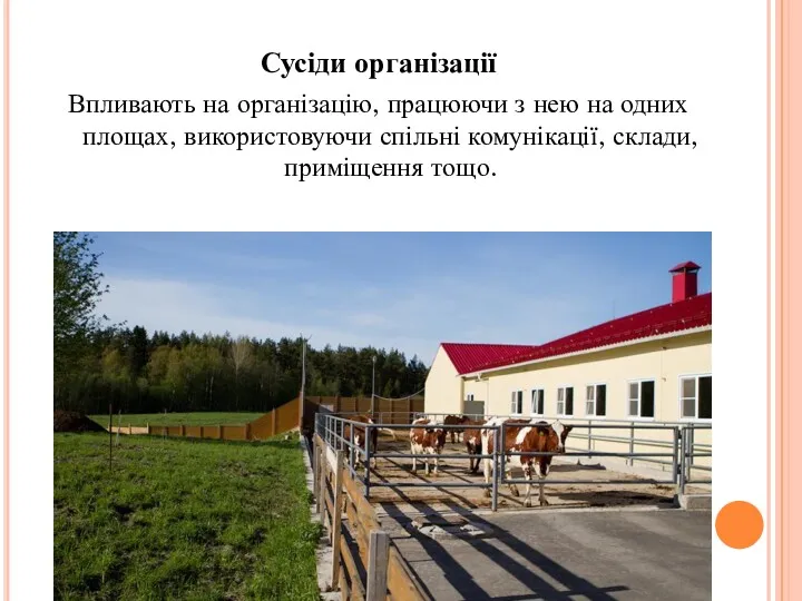 Сусіди організації Впливають на організацію, працюючи з нею на одних