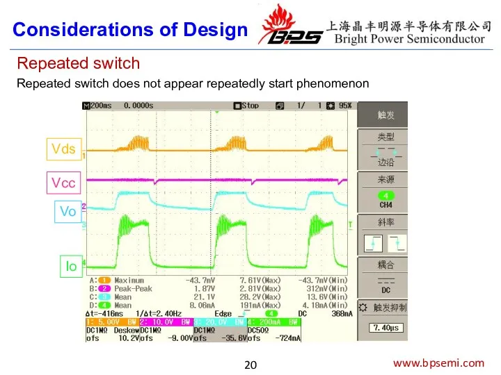 www.bpsemi.com Considerations of Design Repeated switch Repeated switch does not