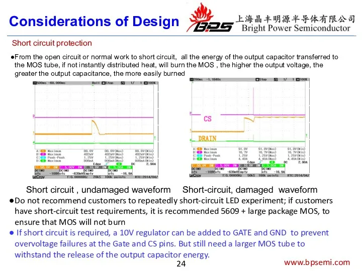 www.bpsemi.com Considerations of Design Short circuit protection From the open