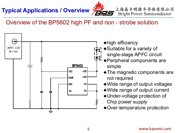 www.bpsemi.com high efficiency Suitable for a variety of single-stage APFC