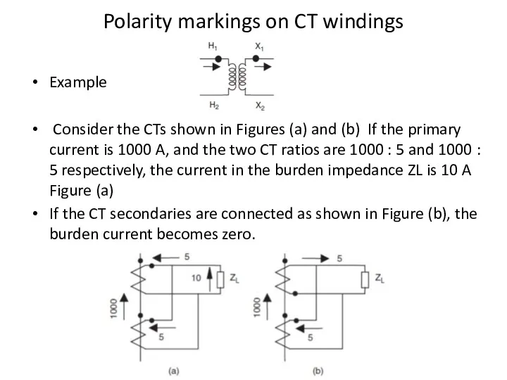 Polarity markings on CT windings Example Consider the CTs shown in Figures (a)
