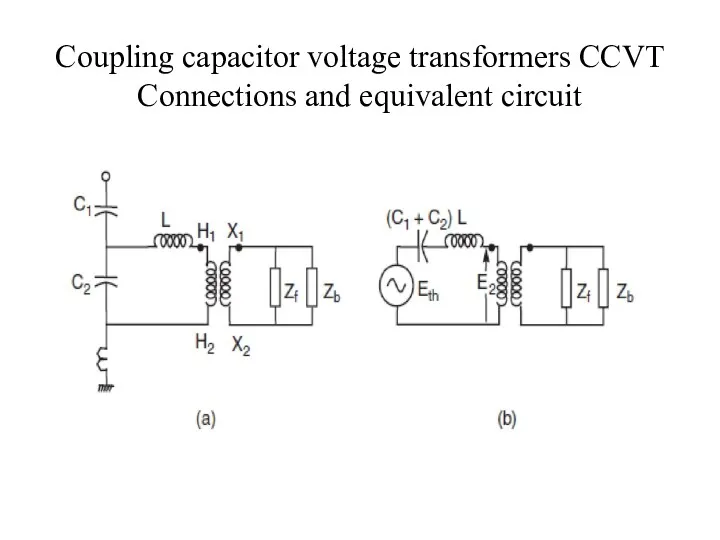 Coupling capacitor voltage transformers CCVT Connections and equivalent circuit