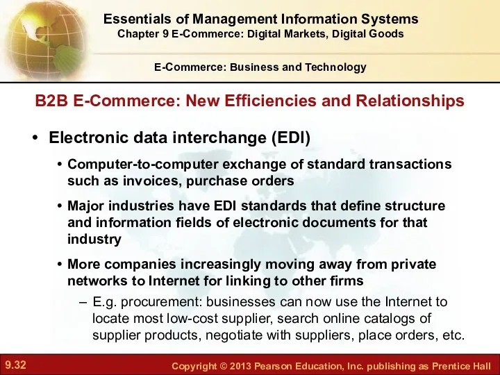 B2B E-Commerce: New Efficiencies and Relationships E-Commerce: Business and Technology Essentials of Management