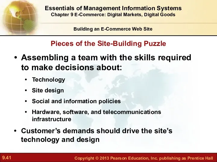 Pieces of the Site-Building Puzzle Building an E-Commerce Web Site Assembling a team