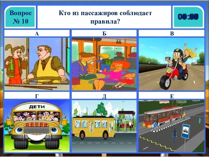 Кто из пассажиров соблюдает правила? Вопрос № 10 А Б