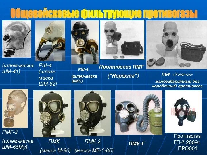 Общевойсковые фильтрующие противогазы РШ-4 (шлем-маска ШМС) РШ-4 (шлем-маска ШМ-62) Противогаз
