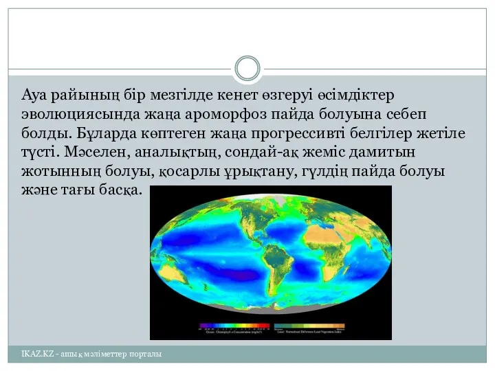 Ауа райының бір мезгілде кенет өзгеруі өсімдіктер эволюциясында жаңа ароморфоз