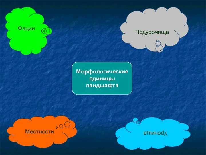 Фации Урочища Подурочища Морфологические единицы ландшафта Местности