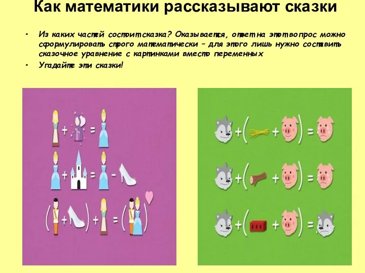 Как математики рассказывают сказки Из каких частей состоит сказка? Оказывается,