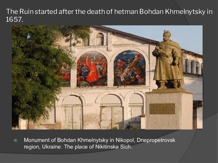 Monument of Bohdan Khmelnytsky in Nikopol, Dnepropetrovsk region, Ukraine. The