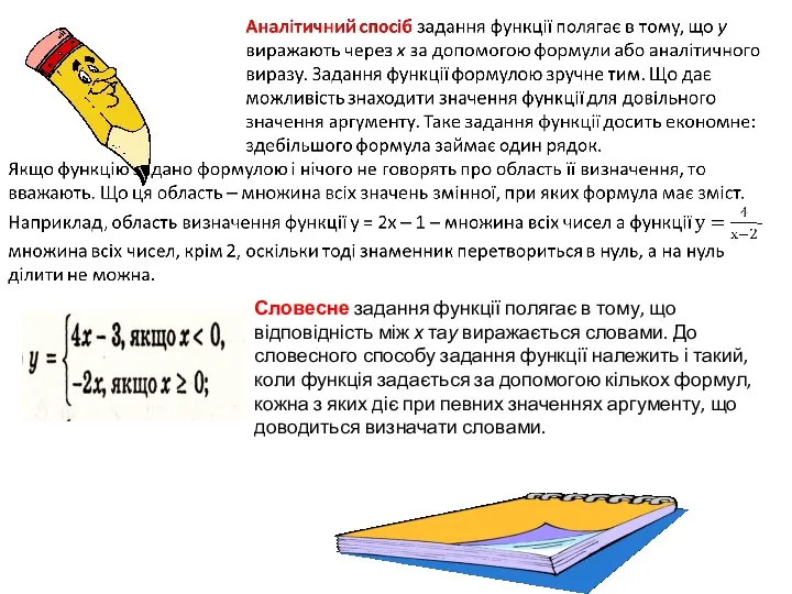 Словесне задання функції полягає в тому, що відповідність між х