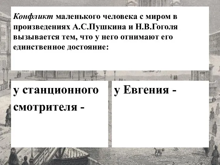 Конфликт маленького человека с миром в произведениях А.С.Пушкина и Н.В.Гоголя