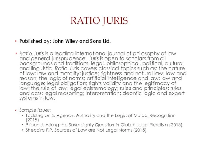 RATIO JURIS Published by: John Wiley and Sons Ltd. Ratio