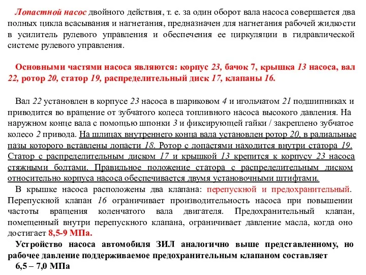 Лопастной насос двойного действия, т. е. за один оборот вала