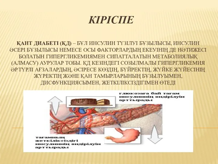 КІРІСПЕ ҚАНТ ДИАБЕТІ (ҚД) – БҰЛ ИНСУЛИН ТҮЗІЛУІ БҰЗЫЛЫСЫ, ИНСУЛИН