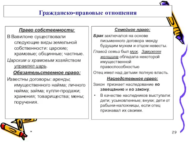 Гражданско-правовые отношения Семейное право: Брак заключался на основе письменного договора