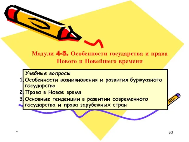 Учебные вопросы Особенности возникновения и развития буржуазного государства Право в