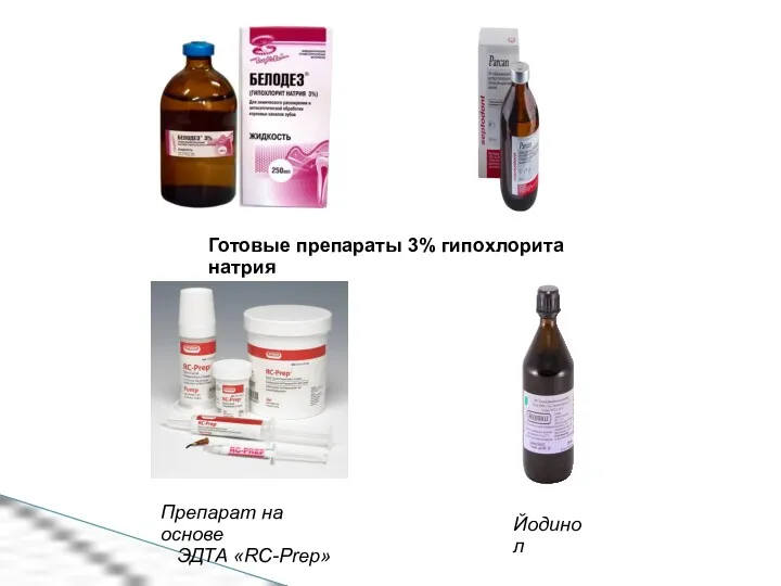 Готовые препараты 3% гипохлорита натрия Препарат на основе ЭДТА «RC-Prep» Йодинол