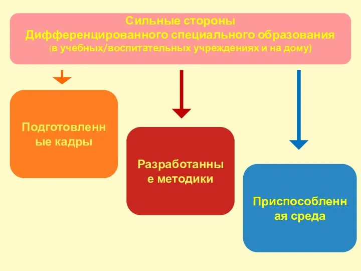 Сильные стороны Дифференцированного специального образования (в учебных/воспитательных учреждениях и на