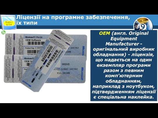 Ліцензії на програмне забезпечення, їх типи Розділ 2 § 2.4