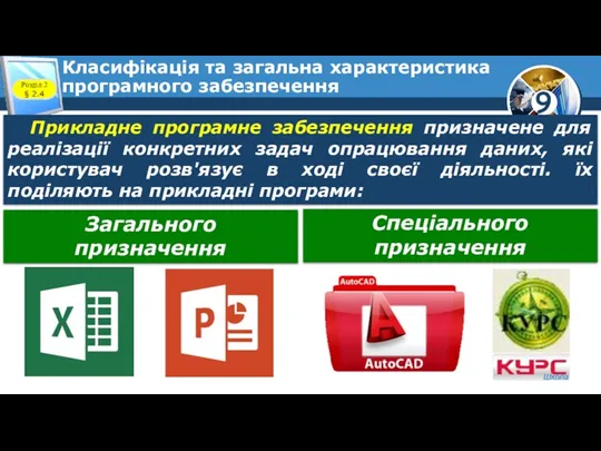 Класифікація та загальна характеристика програмного забезпечення Розділ 2 § 2.4