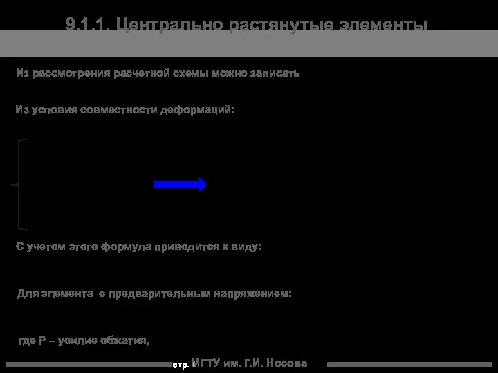 МГТУ им. Г.И. Носова 9.1.1. Центрально растянутые элементы Из рассмотрения