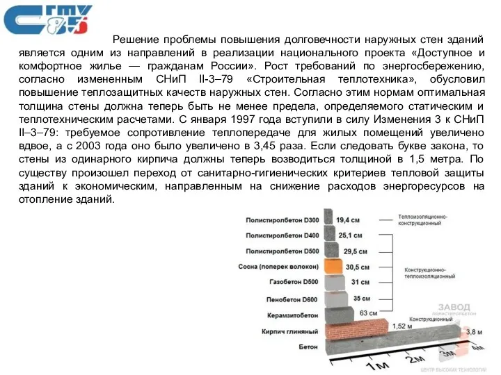 Решение проблемы повышения долговечности наружных стен зданий является одним из