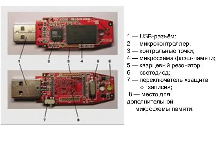 1 — USB-разъём; 2 — микроконтроллер; 3 — контрольные точки;