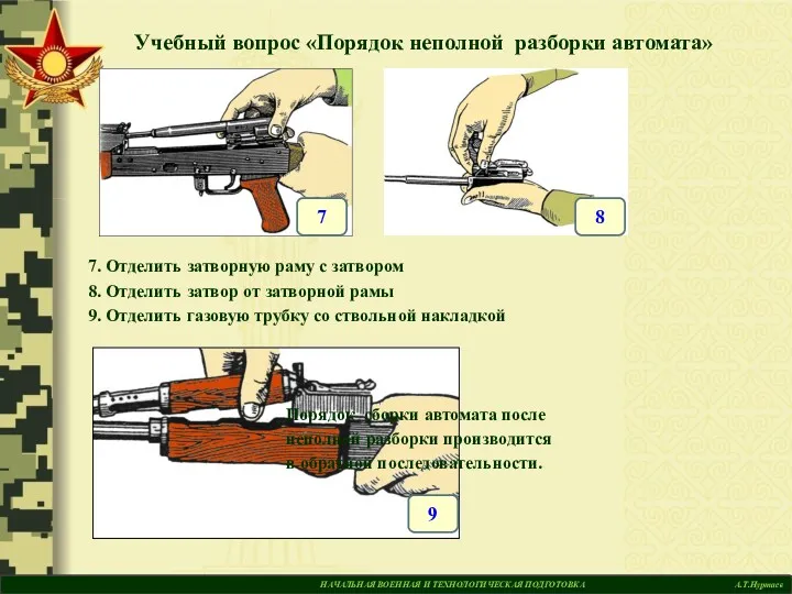 7 НАЧАЛЬНАЯ ВОЕННАЯ И ТЕХНОЛОГИЧЕСКАЯ ПОДГОТОВКА А.Т.Нуртаев Учебный вопрос «Порядок