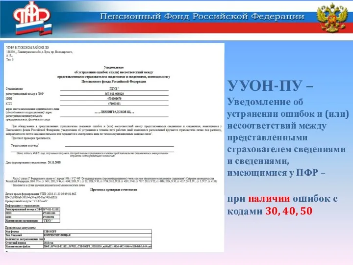 УУОН-ПУ – Уведомление об устранении ошибок и (или) несоответствий между