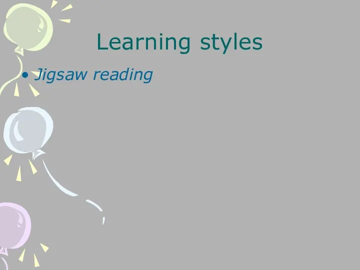 Learning styles Jigsaw reading